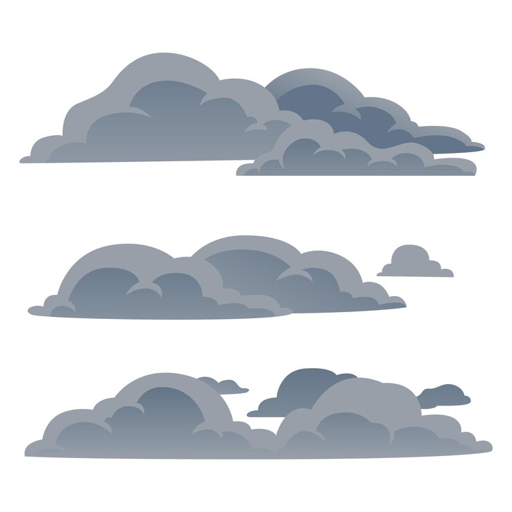 Vetor conjunto de ilustrações simples de vetores de nuvens escuras
