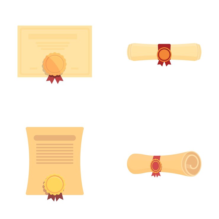 Conjunto de ilustrações vetoriais de certificados e diplomas