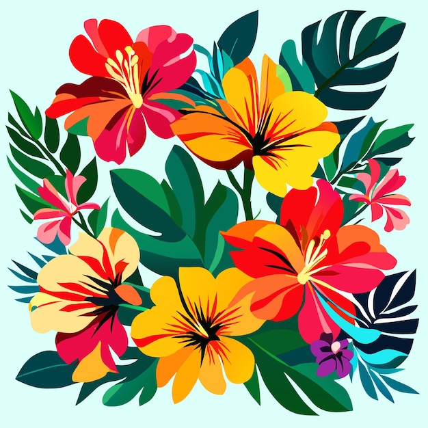 Vetor conjunto de ilustrações vetoriais de flores tropicais