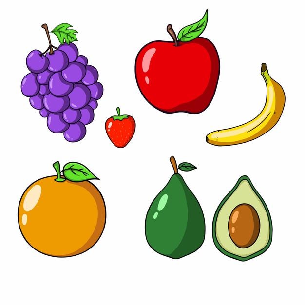 Conjunto de ilustrações vetoriais de frutas