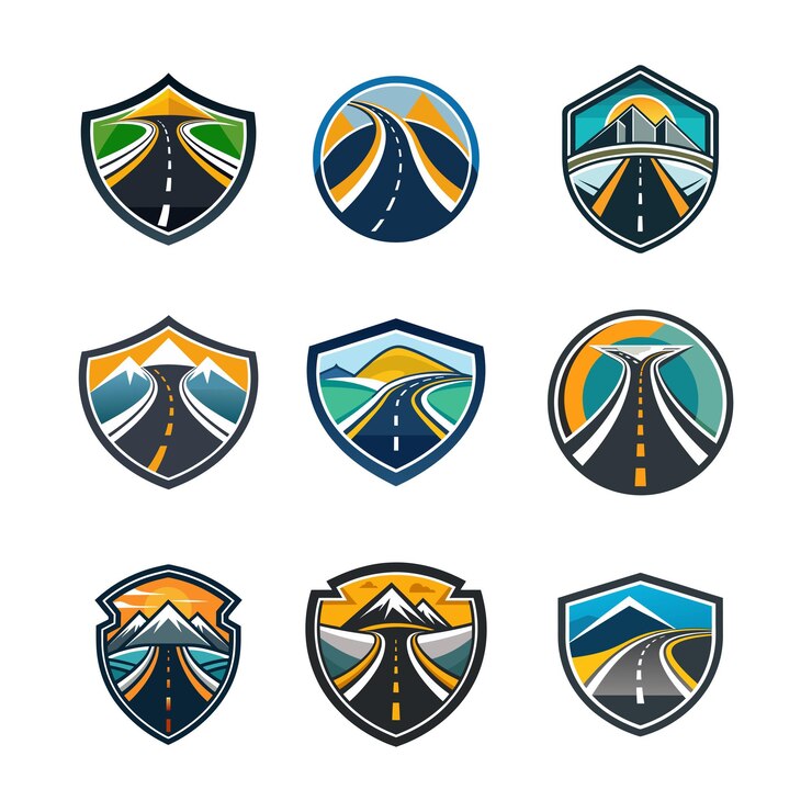 Vetor conjunto de ilustrações vetoriais de logotipo rodoviário