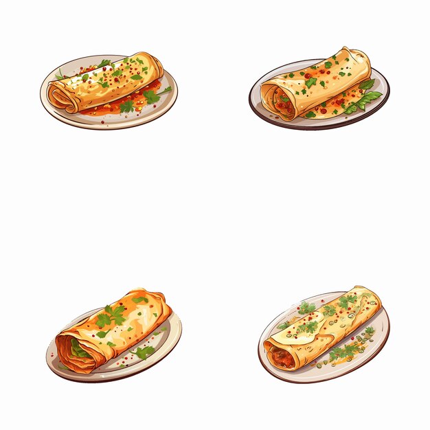 Vetor conjunto de ilustrações vetoriais de masala dosa