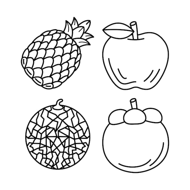 Vetor conjunto de ilustrações vetoriais de objetos de frutas