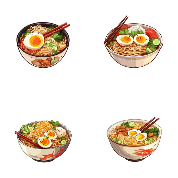 Vetor conjunto de ilustrações vetoriais de ramen