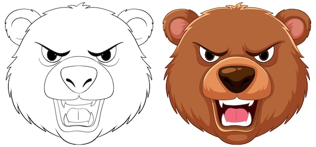 Vetor conjunto de ilustrações vetoriais de ursos furiosos