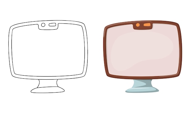 Conjunto de ilustrações vetoriais do monitor isoladas em fundo branco em estilo de desenho animado de cor plana