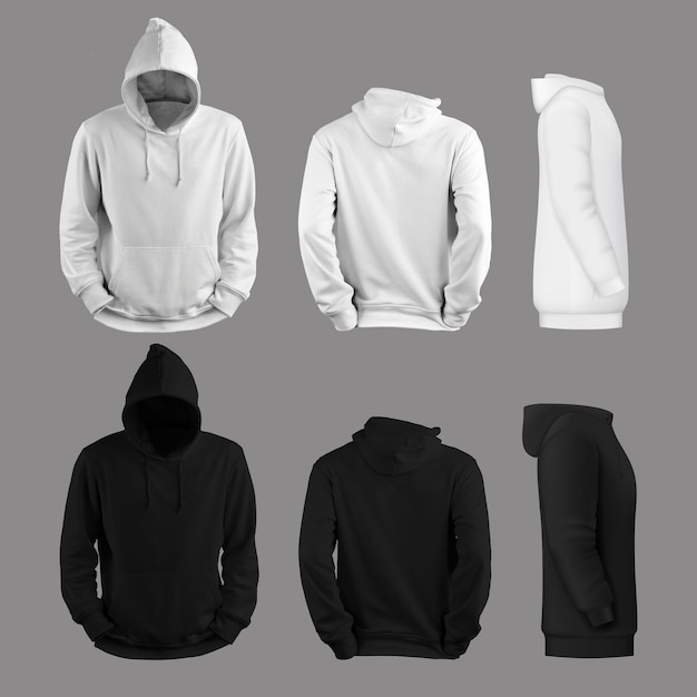 Conjunto de ilustrações vetoriais gratuitas de capuz preto e branco