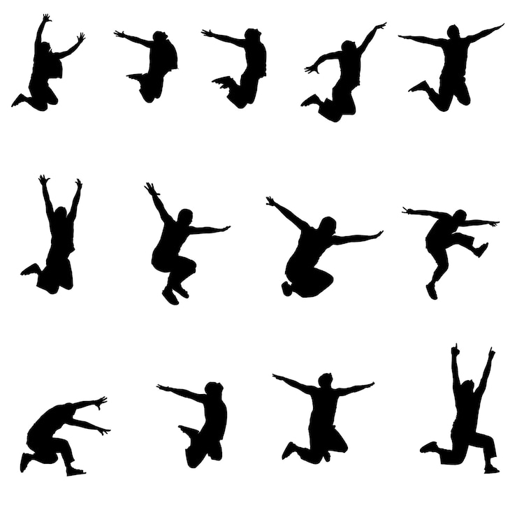 Vetor conjunto de imagens atleta de salto.