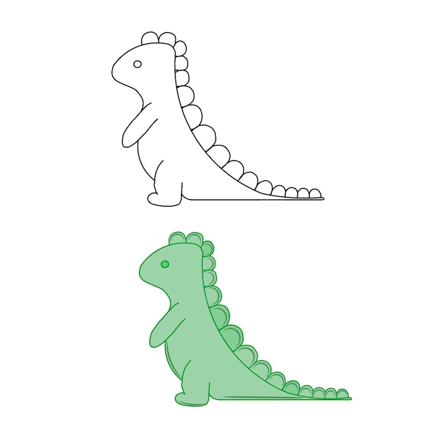 Vetor conjunto de impressão de dinossauro fofo e padrão perfeito com ilustração vetorial de dinossauros