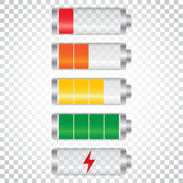 Vetor conjunto de indicador de nível de carga da bateria ilustração vetorial em fundo isolado pictograma de conceito de negócio simples