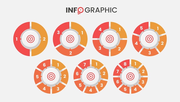 Conjunto de infográfico de opções de círculo para visualização de dados de negócios