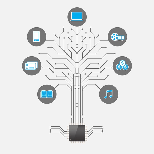 Conjunto de infográficos social media sob a forma de tecnologia de árvore