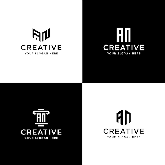 Conjunto de iniciais da coleção um modelo de design de logotipo