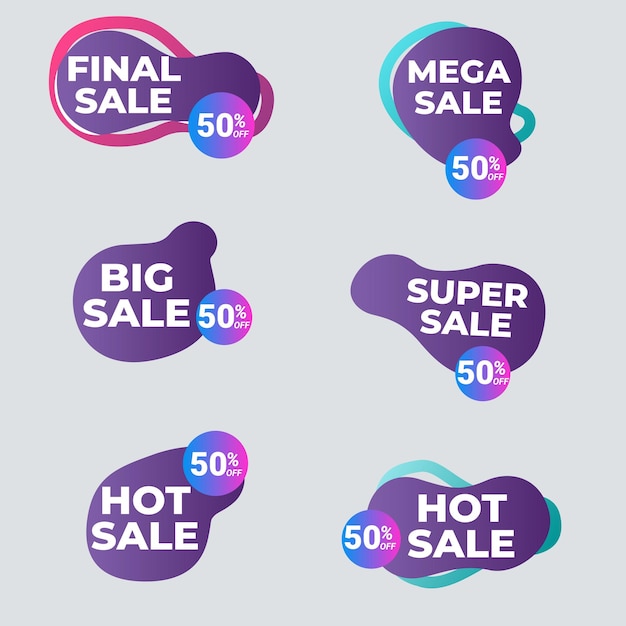 Conjunto de insígnias de venda Etiquetas e rótulos de qualidade de venda Modelo de banner de compras Insígnia de oferta especial sa