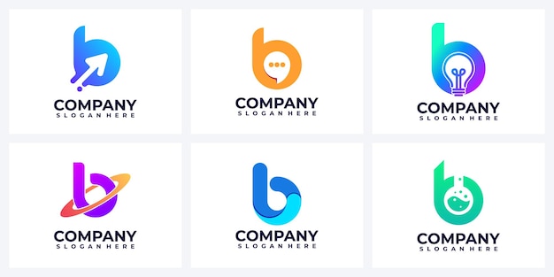Conjunto de inspiração de logotipo moderno abstrato letra b