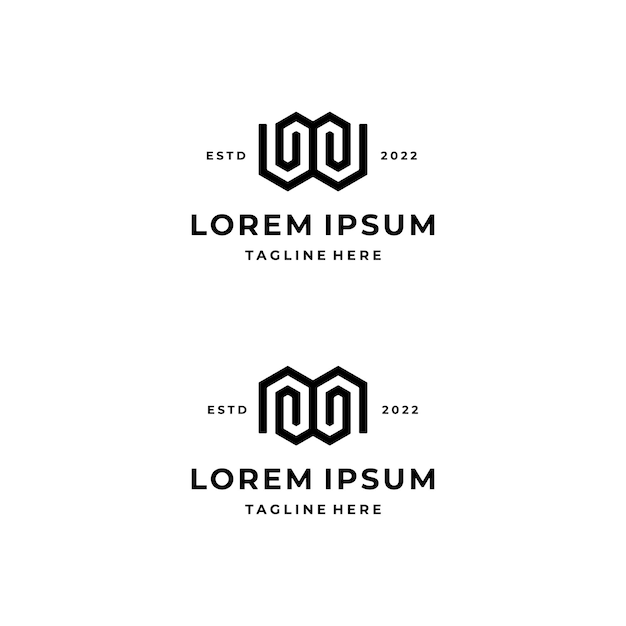 Vetor conjunto de inspiração para design do logotipo da letra inicial wm mw