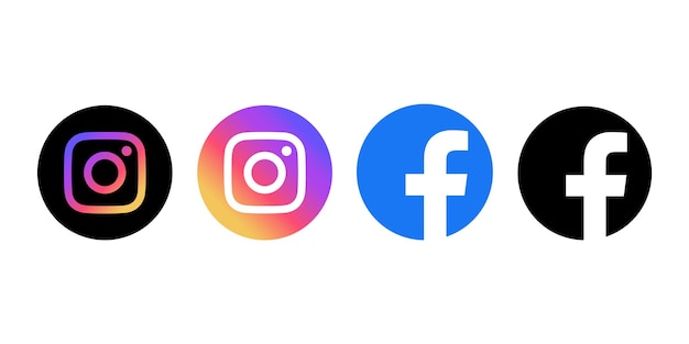 Vetor conjunto de instagram de mídia social, ícone do facebook.vector
