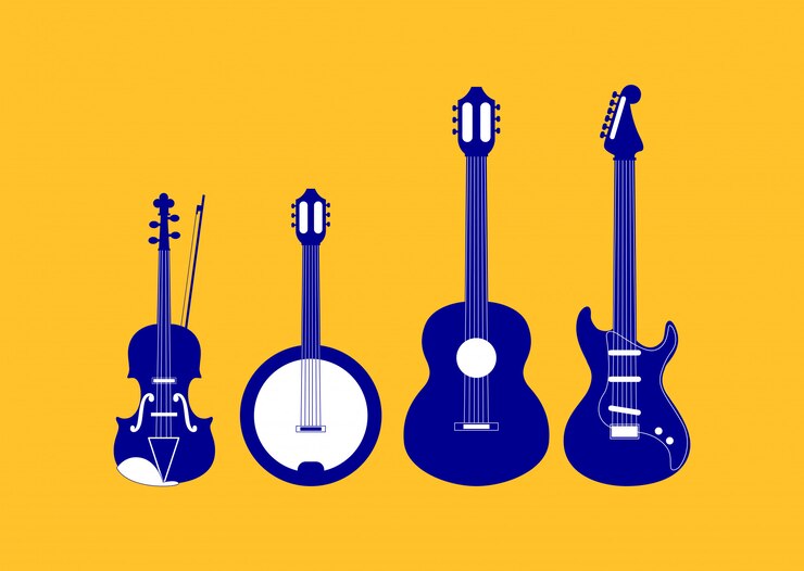Vetor conjunto de instrumentos musicais de corda