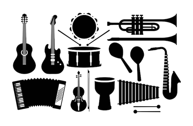 Vetor conjunto de instrumentos musicais