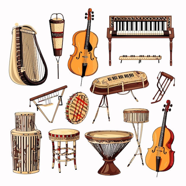 Vetor conjunto de instrumentos musicais