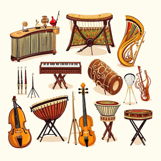 Vetor conjunto de instrumentos musicais