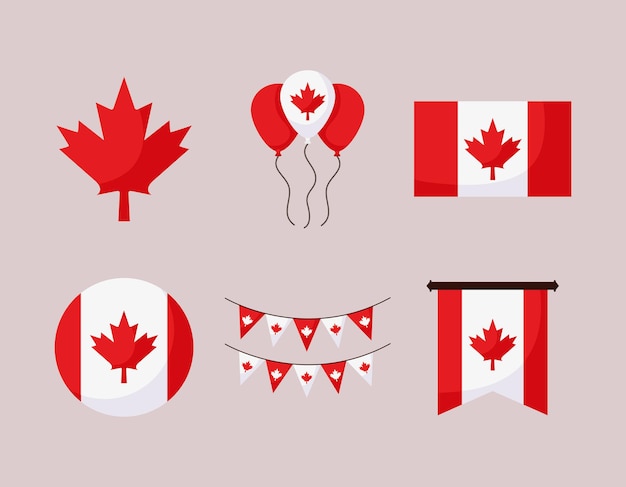 Conjunto de itens para seis dias do Canadá