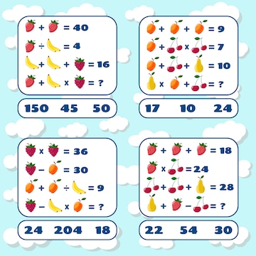 Conjunto de jogos matemáticos. jogo educativo de matemática para crianças.  tarefa de contagem matemática. jogos de matemática com fotos para crianças.  planilha educacional.