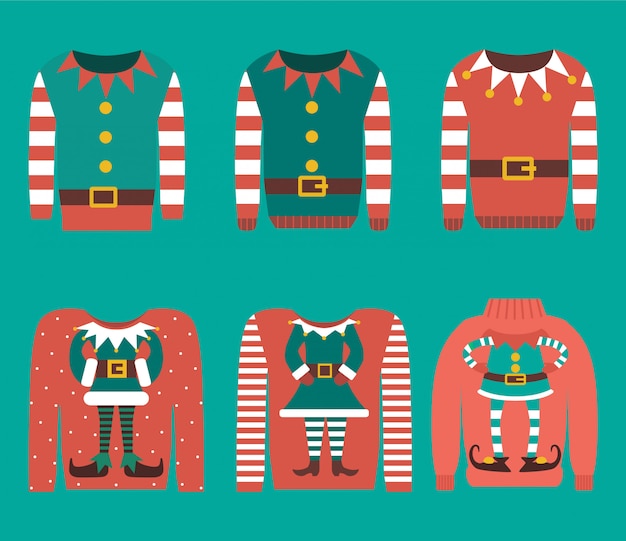 Conjunto de jumpers de Natal.