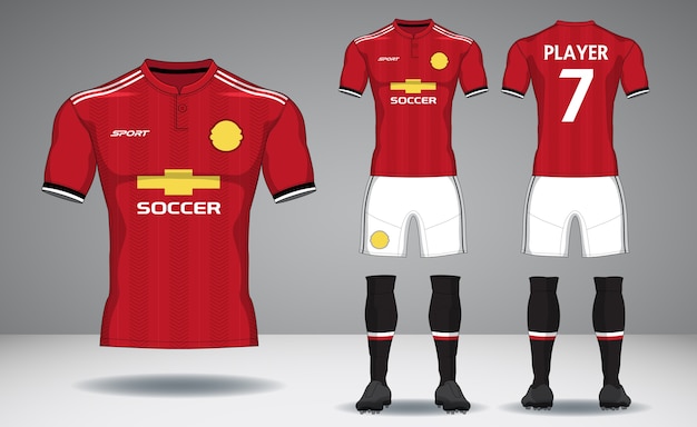 Conjunto de kit de futebol, design de t-shirt do esporte.