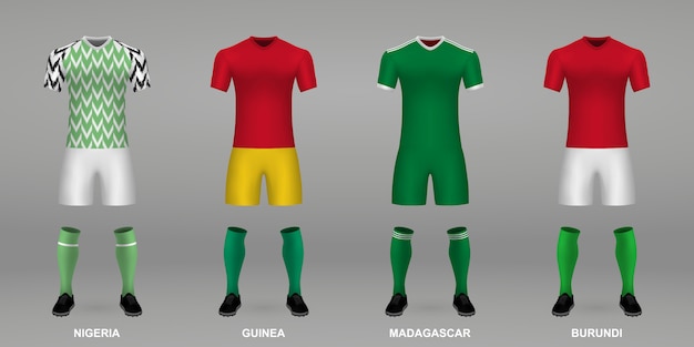 Conjunto de kits de futebol realista