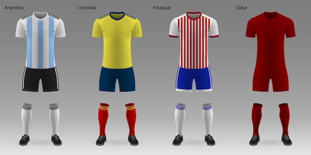 Conjunto de kits de futebol realistas