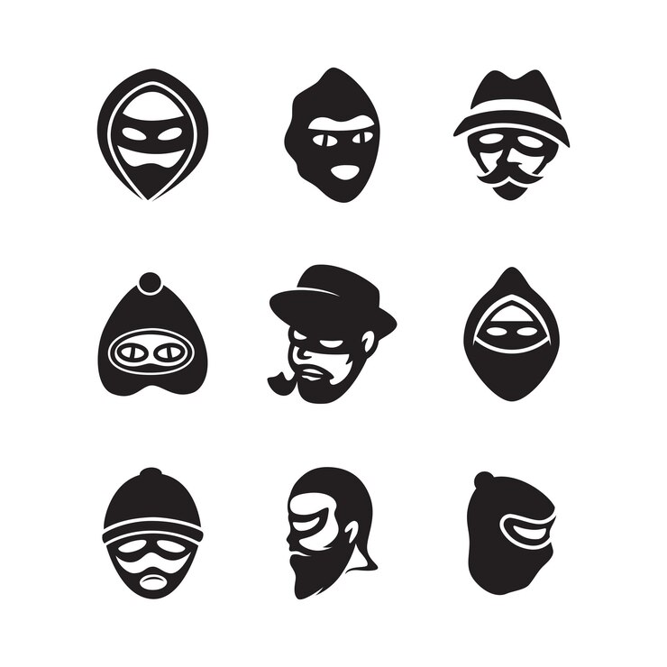 Vetor conjunto de ladrão ladrão ícone logotipo vetor ilustração modelo