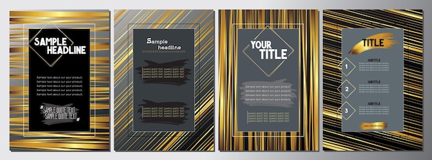 Vetor conjunto de layouts de folhetos de luxo - tamanho a4 210x297 mm