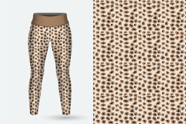 Vetor conjunto de leggings com estampa de leopardo.