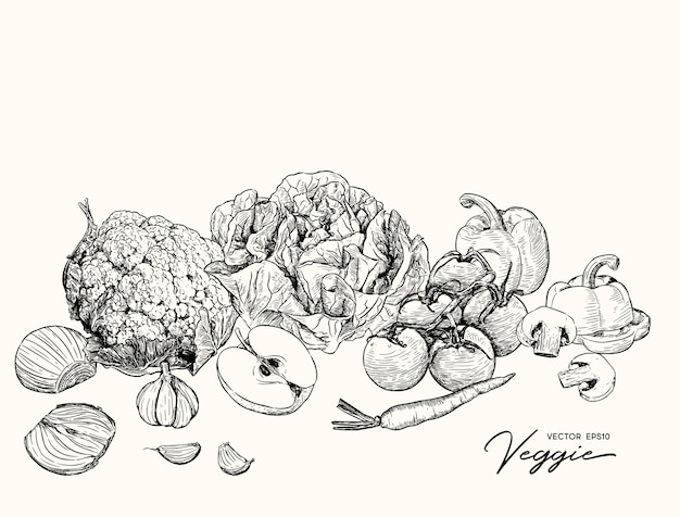 Conjunto de Legumes e Frutas
