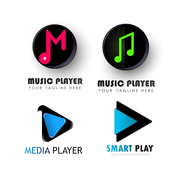 conjunto de leitor de mídia leitor de música app icon logos vector eps10