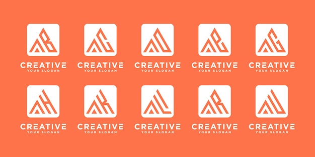 Conjunto de letra inicial abstrata, um modelo de design de logotipo. ícones para negócios de luxo, elegantes e simples.