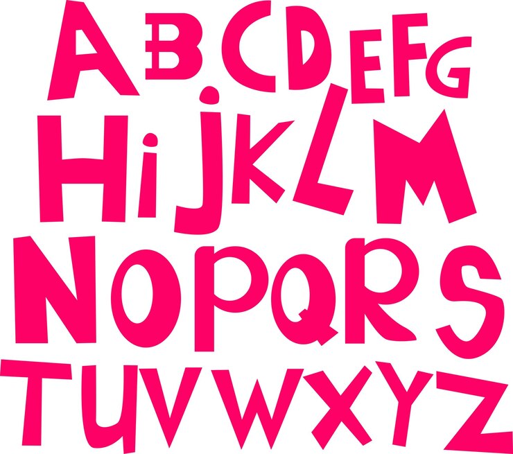 Vetor conjunto de letras desenhadas à mão no estilo de quadrinhos
