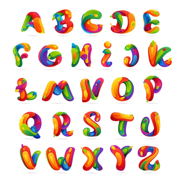 Vetor conjunto de letras do alfabeto inglês divertido.