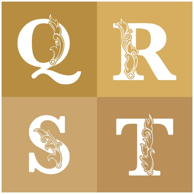 Conjunto de letras estilizadas Q R S T