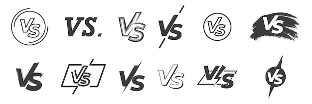 Vetor conjunto de letras versus logotipo vs ilustração vetorial de letras