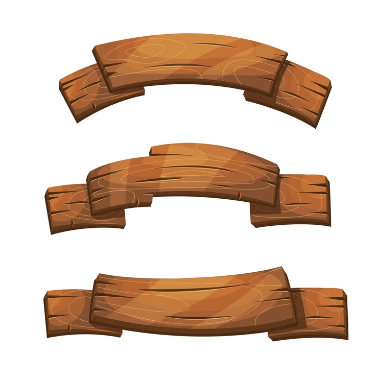 Vetor conjunto de letreiros de madeira