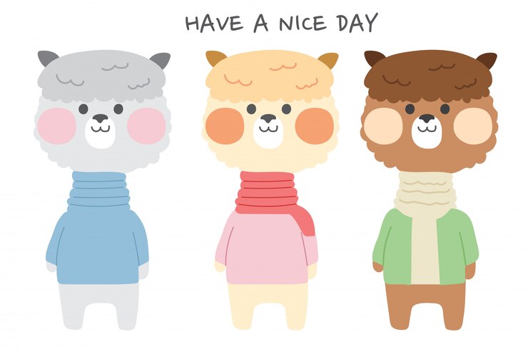Conjunto de lhama fofa alpaca fantasiada, ilustrações desenhadas à mão