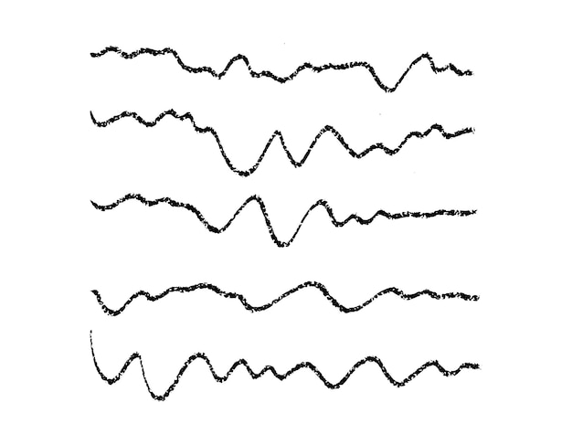 Vetor conjunto de linhas de onda desenhadas a lápis traços de grunge desenhados à mão ilustração vetorial
