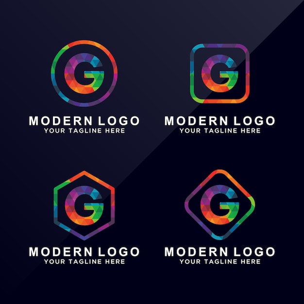 Conjunto de logotipo colorido letra g