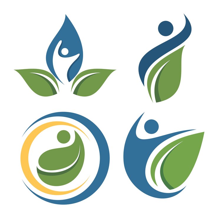conjunto de logotipo da folha de pessoas