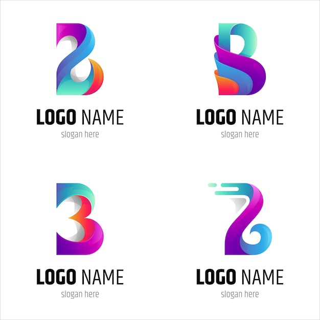 Conjunto de logotipo da letra b