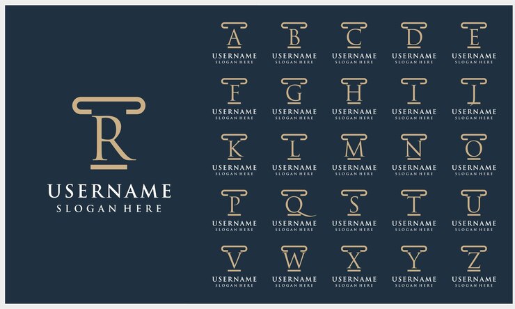 Conjunto de logotipo de advogado de escritório de advocacia de pilar inicial elegante Modelo