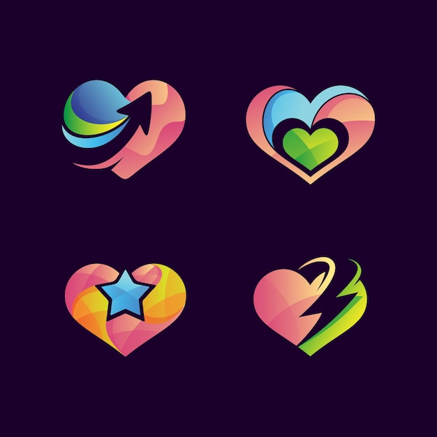 Conjunto de logotipo de amor colorido