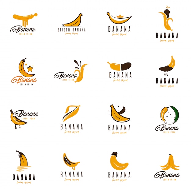 Conjunto de logotipo de banana